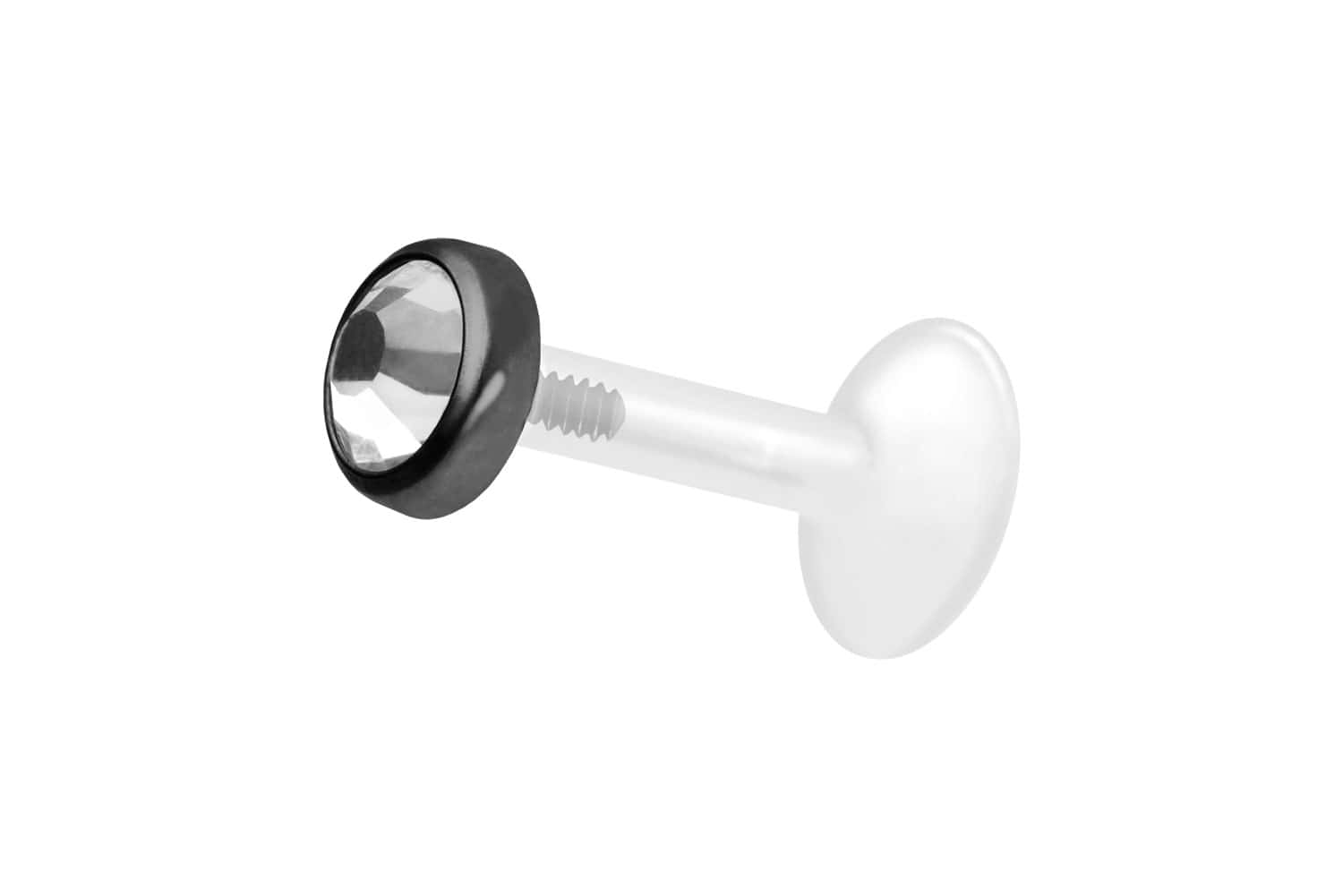 PTFE Labret Piercing mit Innengewinde + Titan-Aufsatz KRISTALLDISC
